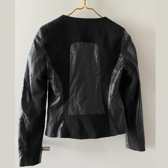 Zara Wool Blend Faux Leather Moto Biker Jacket - Picture 4 of 11
